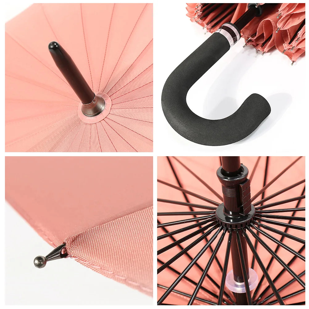 PEAKINBAGS Ultra Large 24-Rib Long Handle Retro Windproof Umbrella