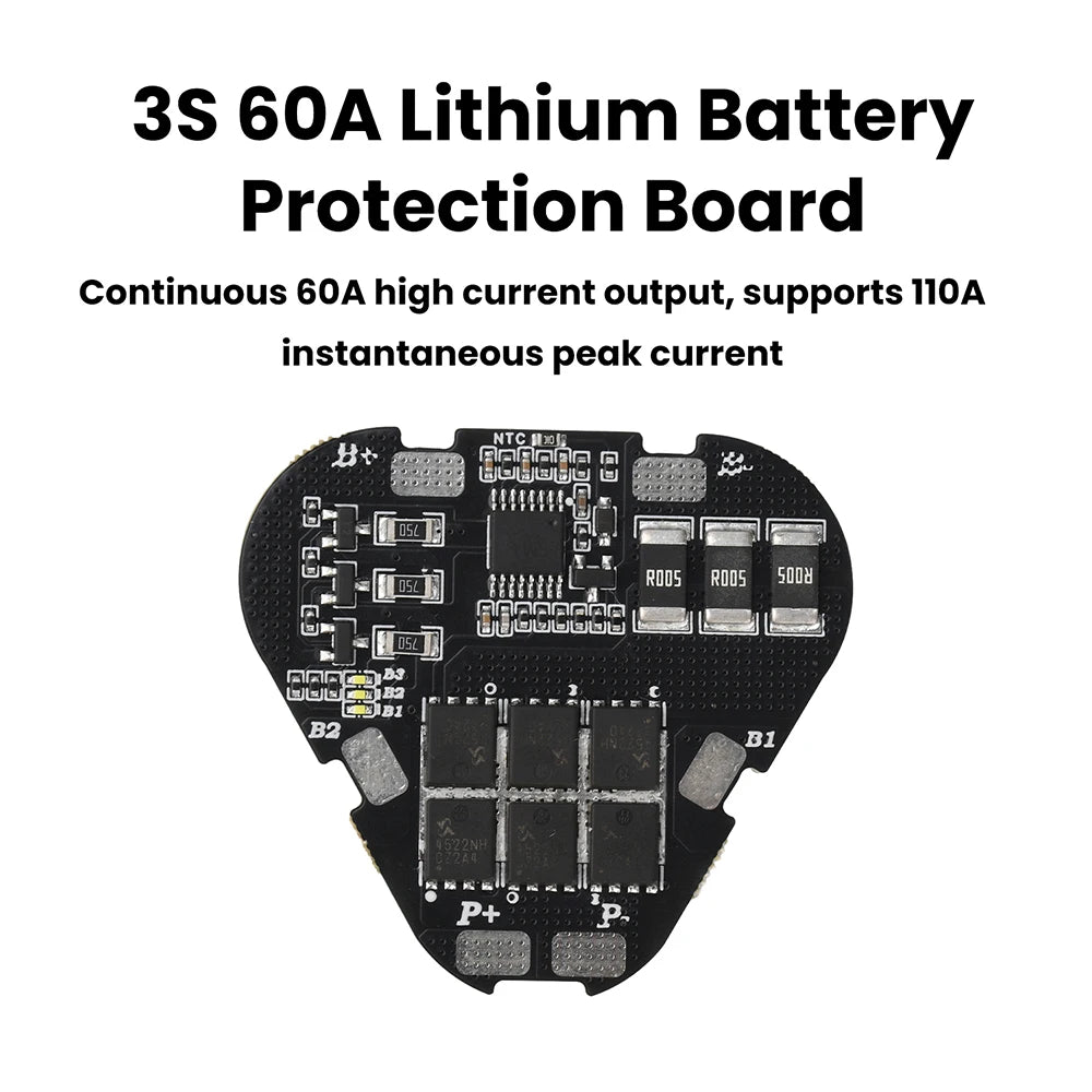3S 12.6V Lithium Battery Protection Board 60A Balance Overcharge Over-Discharge Over-Current Short Circuit Over-Temp Protection Oasis Select