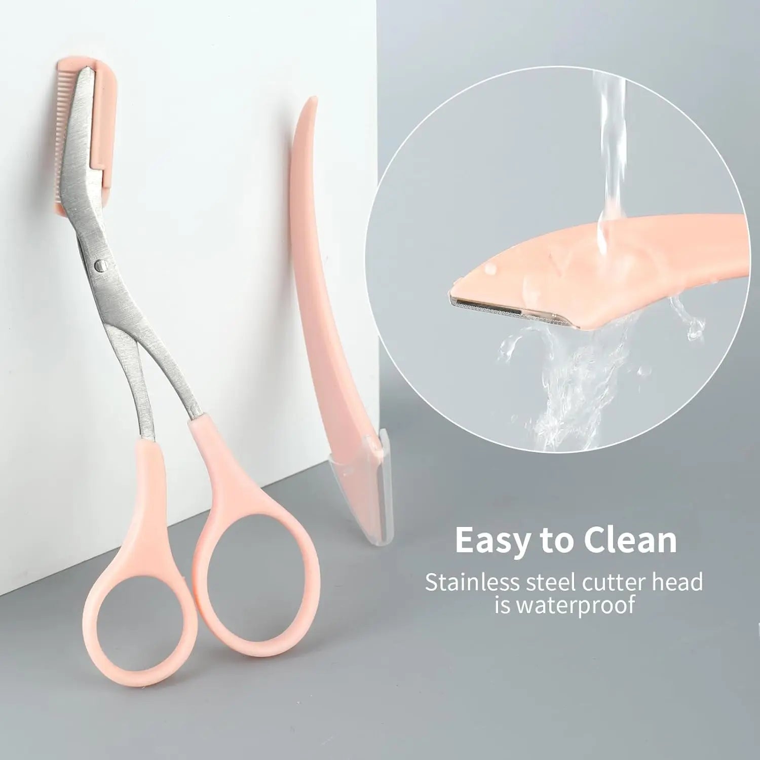 Precision Eyebrow Trimmer Set Stainless Steel Scissors Comb Curved Razor Facial Hair Remover Grooming Kit Unisex Beauty Tools Oasis Select