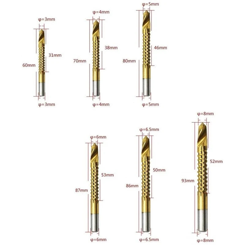 6Pcs Cobalt Drill Bit Set Hole Saw Grooving Set Woodworking Sawtooth Drill Slotted Drill Oasis Select