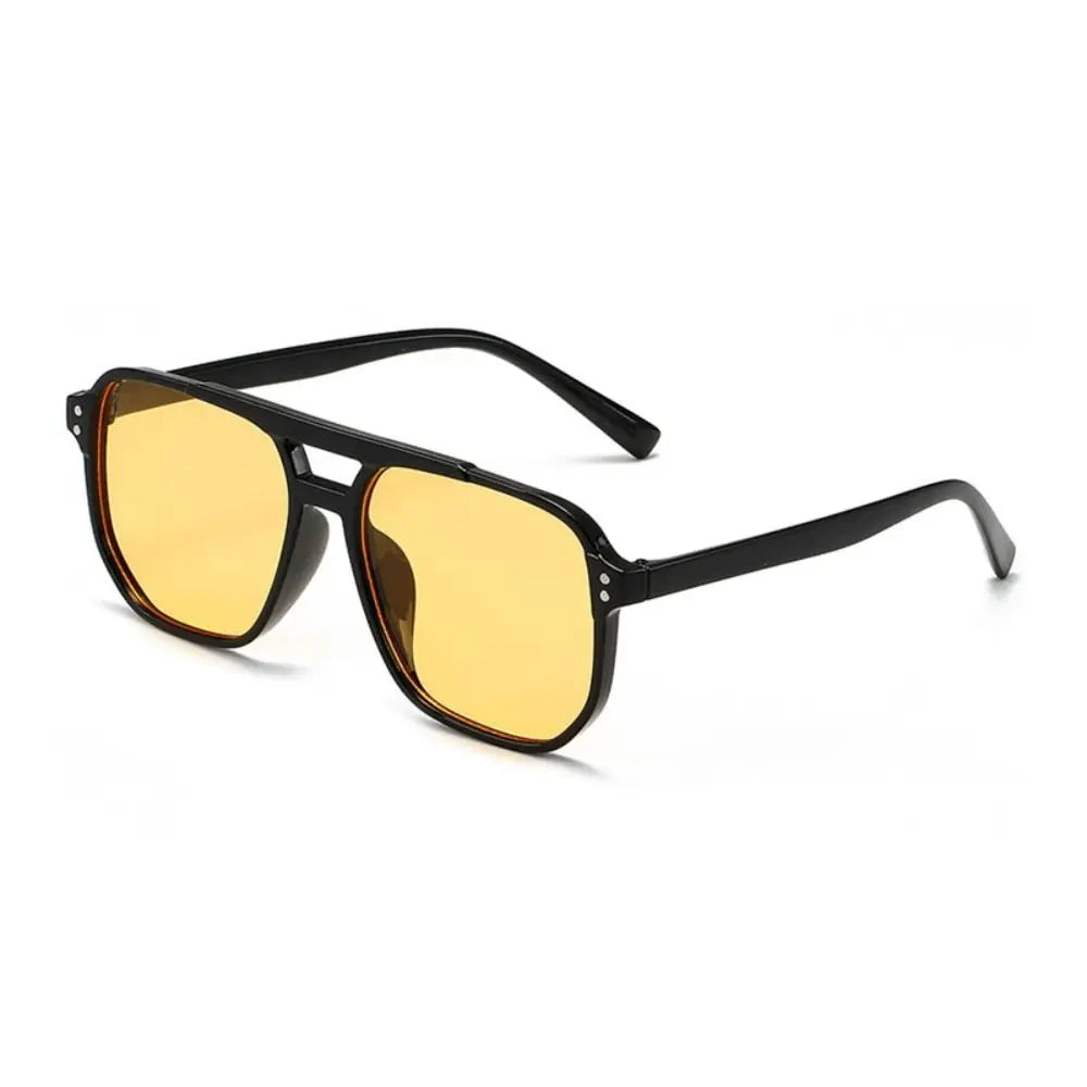 Punk Square Frame Sunglasses Anti-UV Travel Accessories Black Shades Glasses Beach Eye Protection Retro Sunglasses for women men Oasis Select yellow