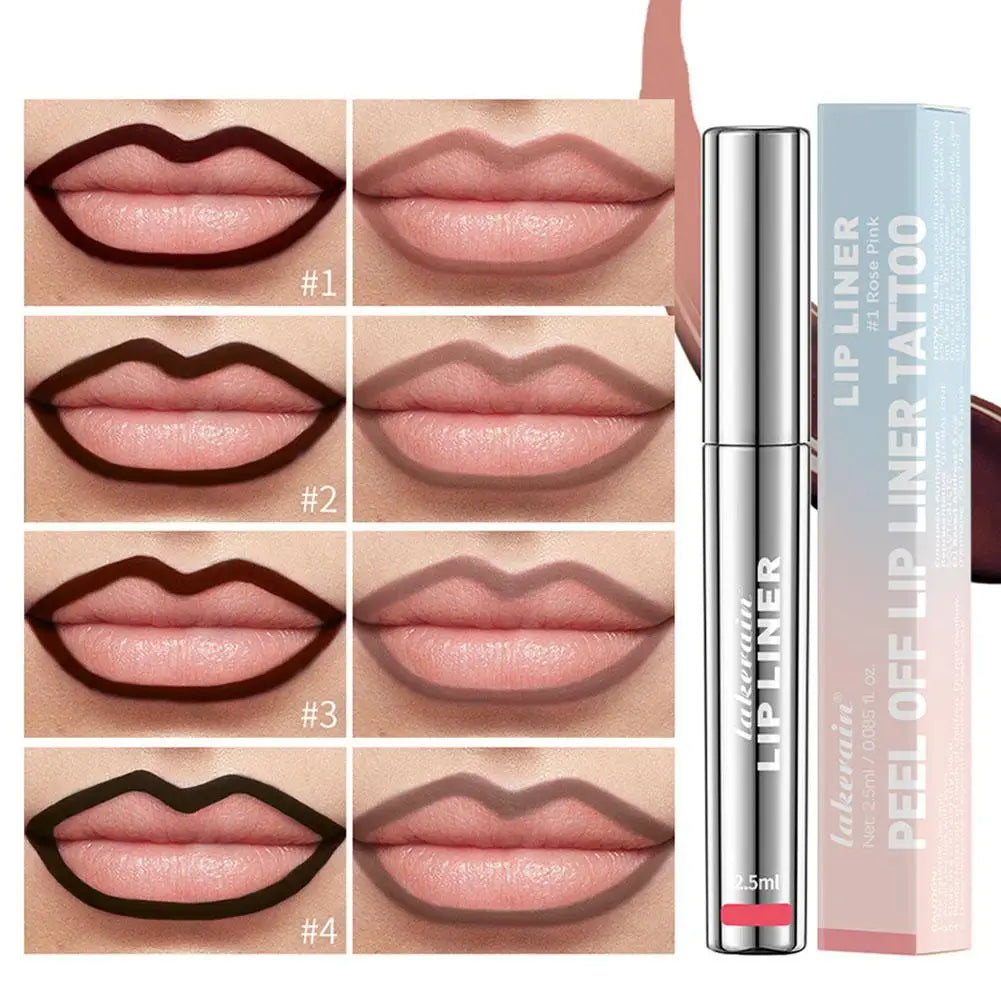 Waterproof Lip Liner Peel Off Tattoo Lipgloss Waterproof Long Lasting Matte Lip Tint Brown Contour Tear-off Lips Stain Cosmetic Oasis Select
