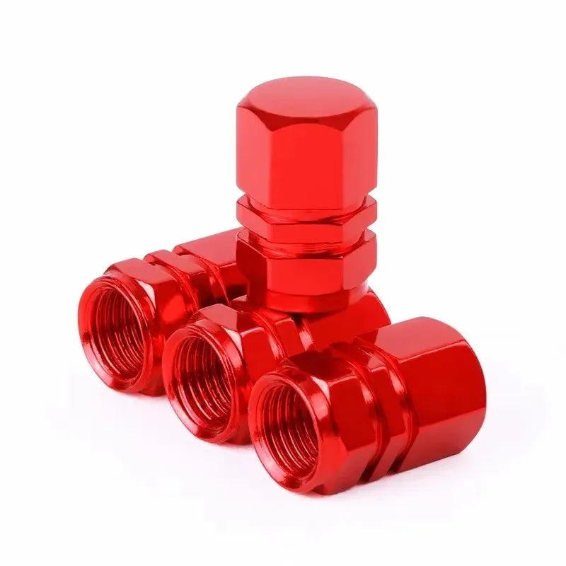 4/8Pcs Aluminum Alloy Car Tire Valve Caps Hex Tyre Valve Stem Cover Air Dust Caps Tire Valve Truck Bike Wheel Rim Valve Stem Cap Oasis Select Red 4PCS