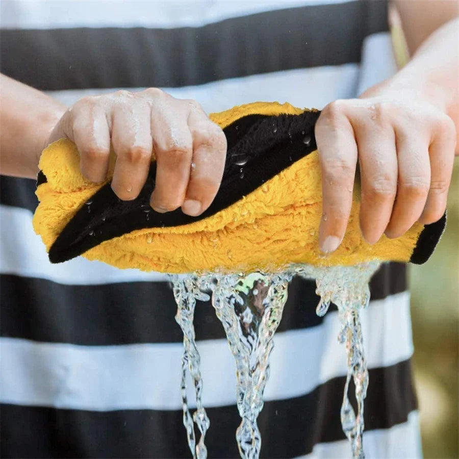 1/2/6pcs Microfiber Cleaning Towel Thicken Soft Drying Cloth Car Body Washing Towels Double Layer Clean Rags Car Accessories Oasis Select
