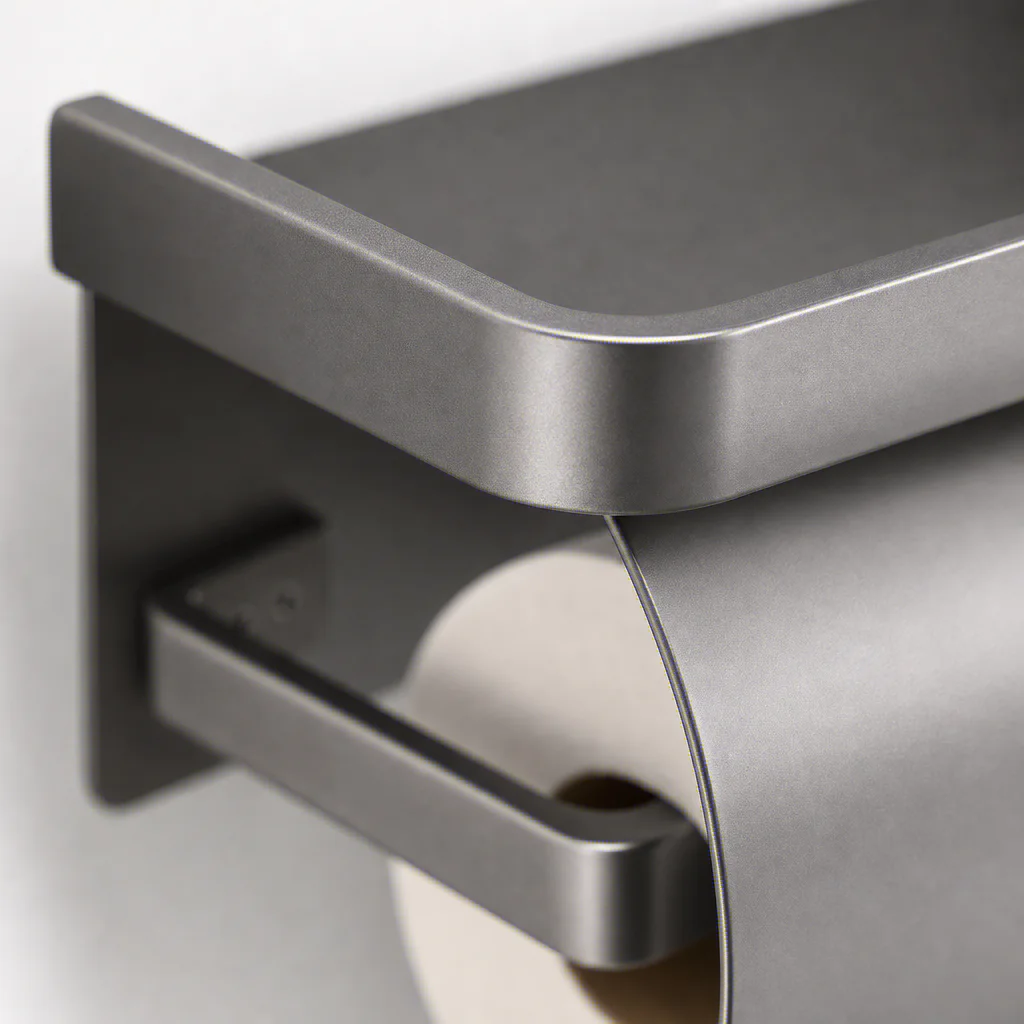 Self Adhesive Toilet Paper Roll Holder with Storage Rack Perforated Installation Tissue Holder Toilet Paper Holder Oasis Select