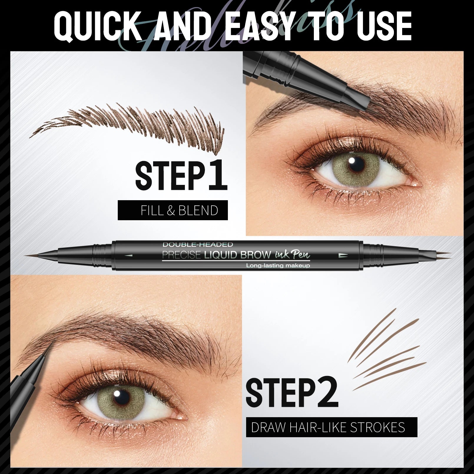 Waterproof Dual-Tip Liquid Brow Pen | Long-Lasting Wild Brows