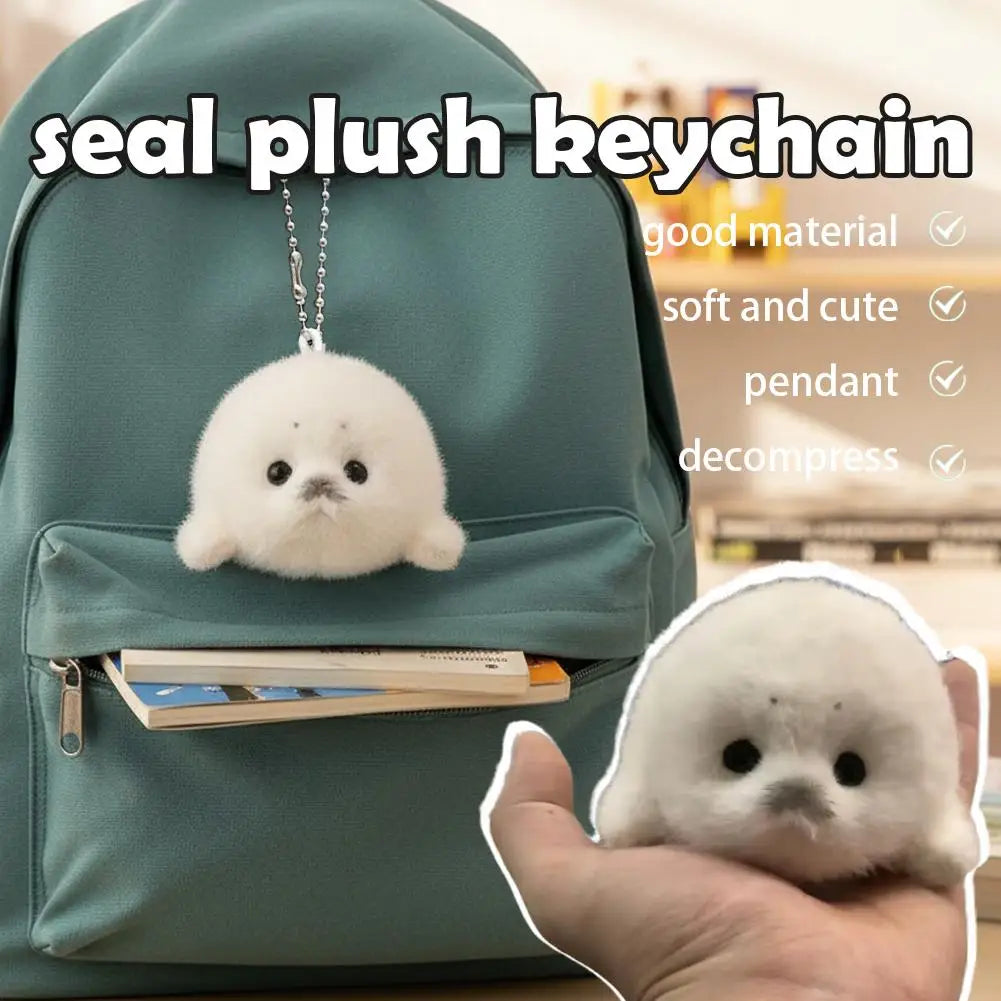Cute Seal Plush Keychain – Kawaii Stuffed Animal Fidget Toy
