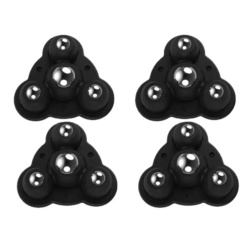 New 4Pcs Self Adhesive Type Mute Ball Universal Wheel 300Kg 4 Beads Furniture Casters Wheels Stainless Steel Wheel 360° Rotation Oasis Select black Steel Ball