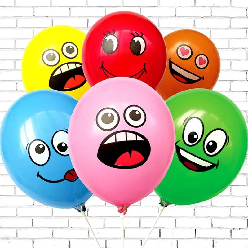 10/20/40/60pcs Children'S Birthday Party Is Decorated With Lovely Smiling Face Printing Large Big Eyes Smiley Face Latex Balloon Oasis Select