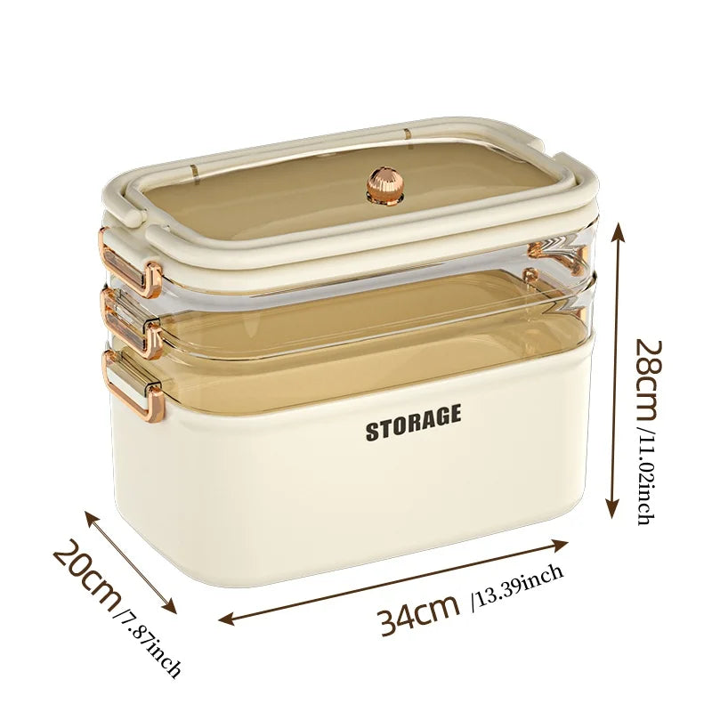 Saim First Aid Organizer Box Medical Box Transparent 3-Tier Fold Tray with Removable Pill Case Portable Lockable First Aid Conta Oasis Select 3Layer cream M