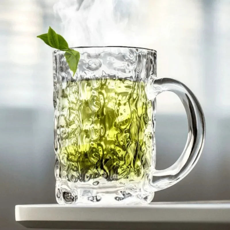 High-capacity Glass Beer Cup Milk Coffee Juice Water Cup Barware Drinkware for Home Party Bar Karaoke Transparent Durable Cup Oasis Select