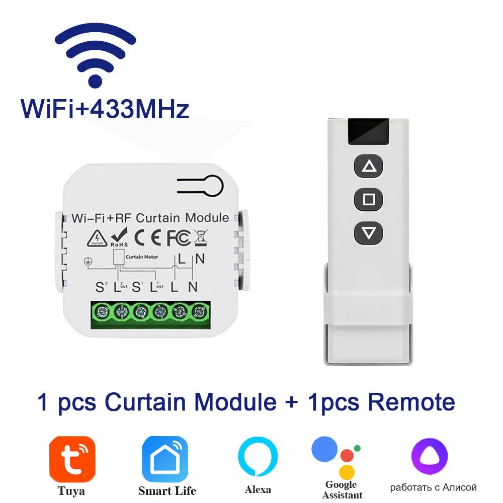 Tuya WiFi Smart Curtain Switch Controllers Roller Blinds Shutter Motor Smart Life APP Remote Control Alexa Google Home Voice Con Oasis Select Blinds Remote