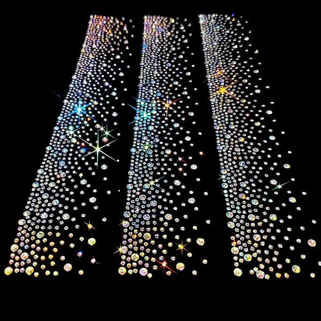 Rhinestone Transfer Patch Shiny Heat Transfer Rhinestone Sparkle Iron-On Patch Moderate Size Iron-On Rhinestone Decal For Fabric Oasis Select AB White