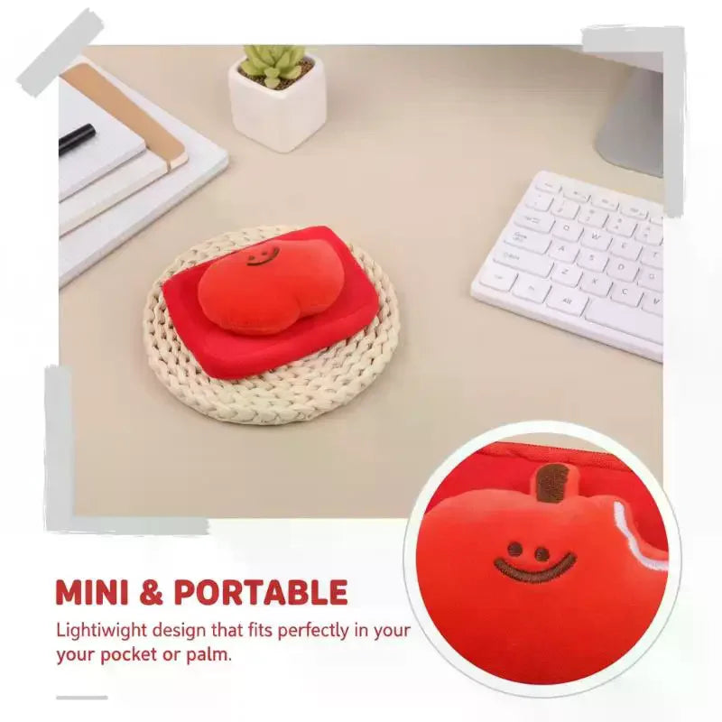 Cute Red Fruit Plush Coin Purse Mini Zipper Pouch With Keychain Cartoon Fruit Wallet For Earphones Coins Bag Charm Gift Oasis Select