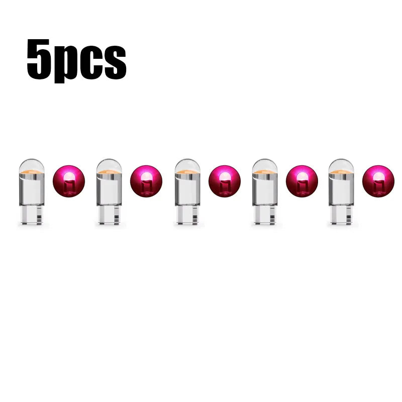 5/10/15pcs 5W LED Canbus T10 Car Lights COB Glass Interior Parts Bulbs 6000K White Auto License Plate Lamp Dome Read Light 12V Oasis Select 5pcs Pink