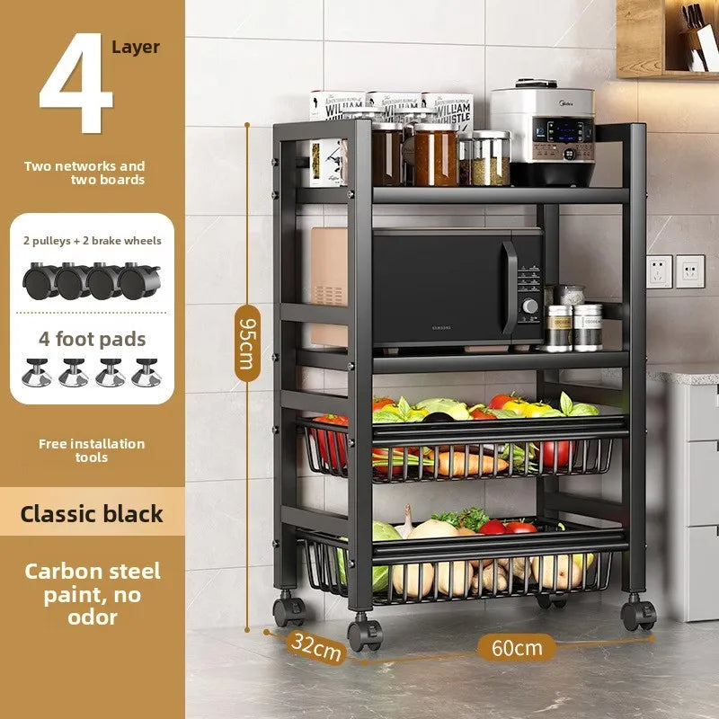 Kitchen vegetable basket rack floor-to-ceiling multi-layer stainless steel shelf new multi-functional kitchen utensils storage Oasis Select 1