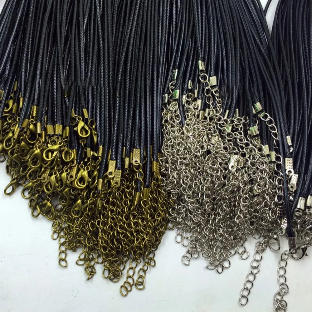 20pcs 45cm Brown Waxed Necklace Cord with Bronze Chain Lobster Clasp for DIY Bracelet Pendants Jewelry Making Beading Supply Oasis Select