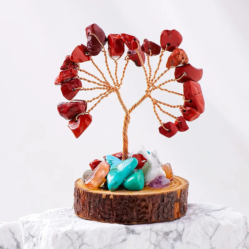 Lucky Mini Tree Natural Crystal Wire Winding Amethyst Citrine Gravel Home Office Feng Shui Decoration Crafts Money Trees Gifts Oasis Select 5