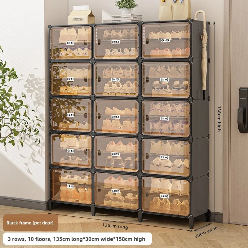 Multi-functional Simple Shoe Rack Plastic Household Indoor Door, Dustproof Storage At The Entrance, Transparent Shoe Cabinet Oasis Select 3-10B
