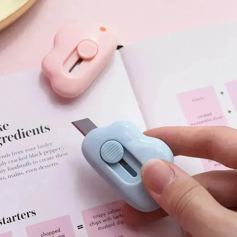 1/2/3/4pcs Kawaii Clouds Mini Portable Ulity Knife Box Cutter Opener Pocket Stretch Paper Cutters School Office Supplies Gift Oasis Select