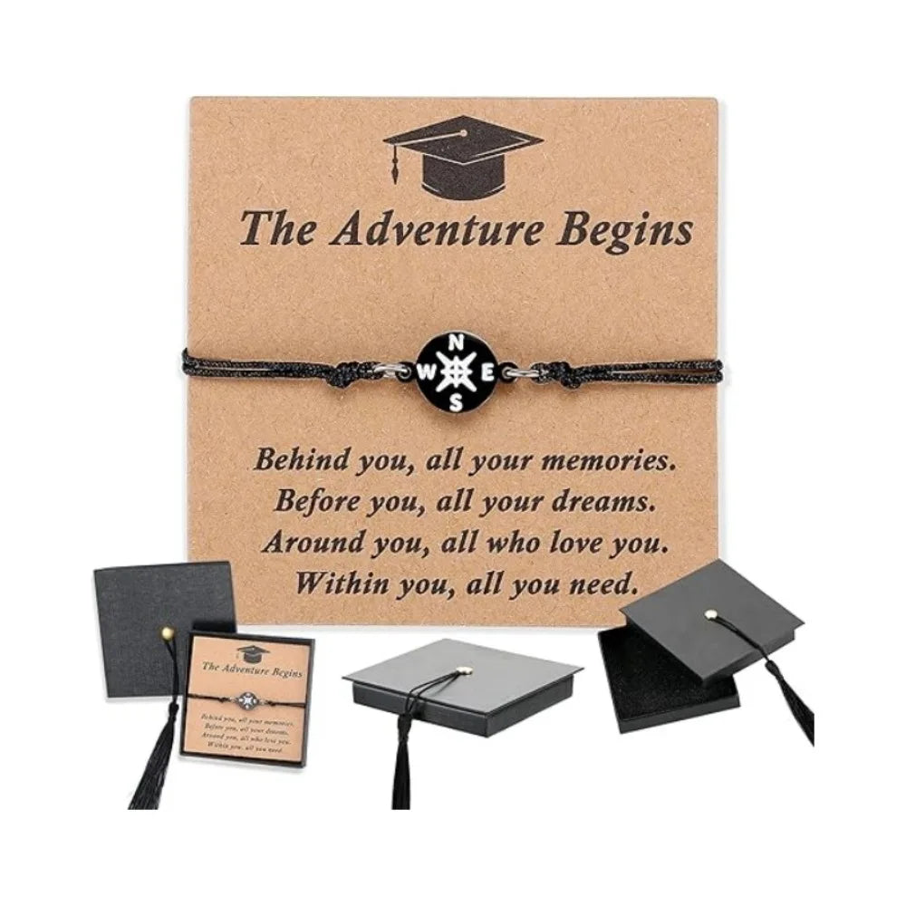 Graduation Compass Bracelet | "The Adventure Begins" Gift Set