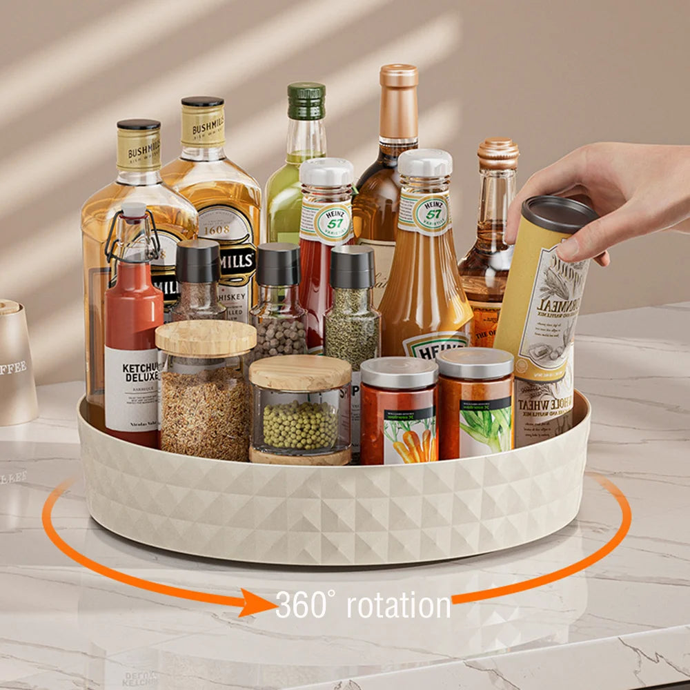 360 Rotating Seasoning Storage Rack Multifunction Pantry Cabinet Turntable for Cosmetics Kitchen Accessories Organizer Tray Oasis Select