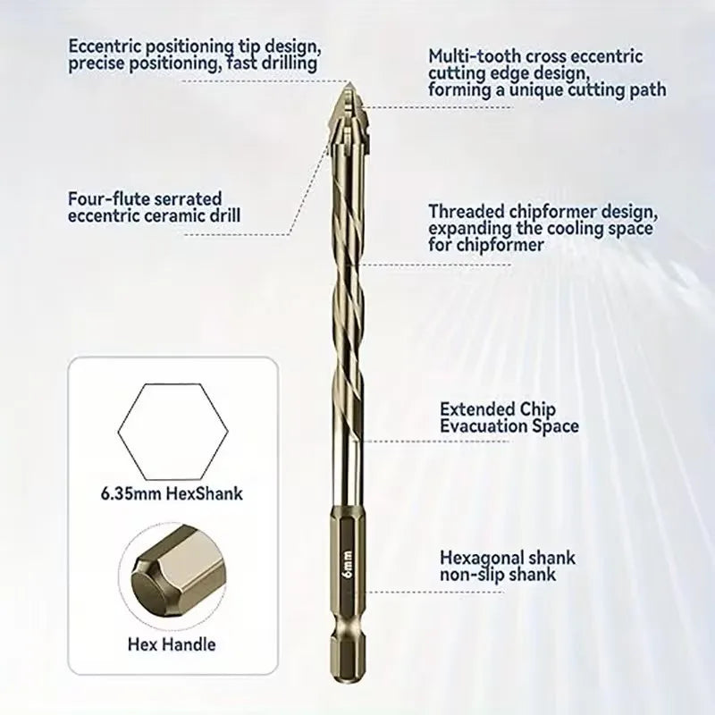 4pcs Concrete Drill Bit Kit Tungsten Carbide Drill Hard Alloy Cross Drill Bits Set for Glass Plastic Wood Brick Puncher Oasis Select