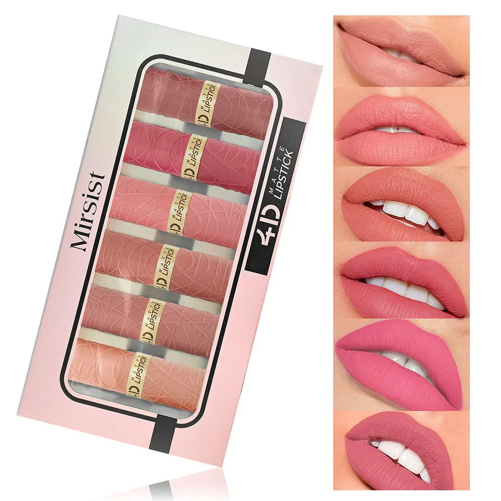 Mirsist 6-Piece Velvet Matte Lipstick Set – Waterproof & Long Lasting