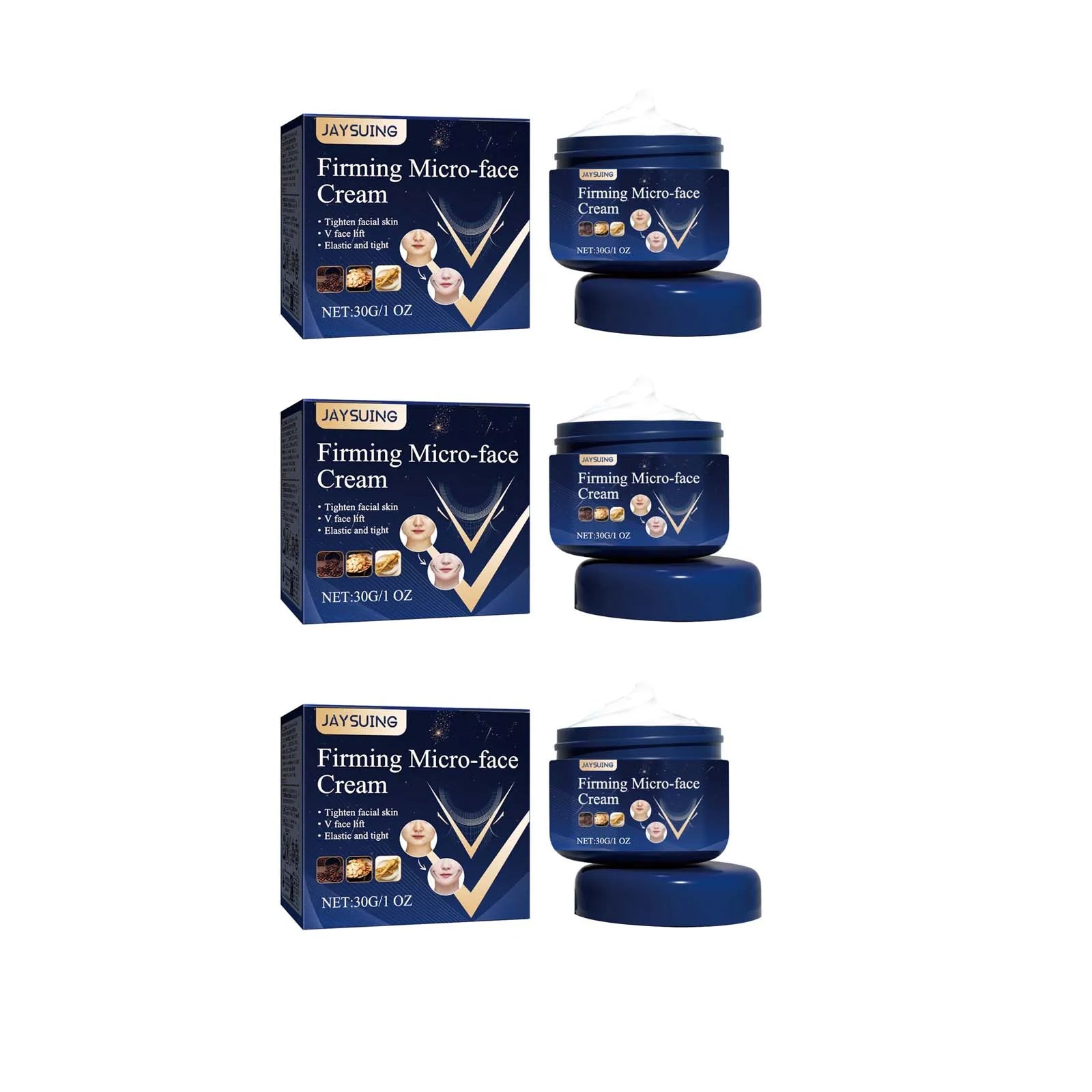 V-Shape Slimming Cream Tighten Mandibular Line Double Chin Lift Firming Face Fat Burning Massage V Face Cream Facial Skin Care Oasis Select 3Pcs