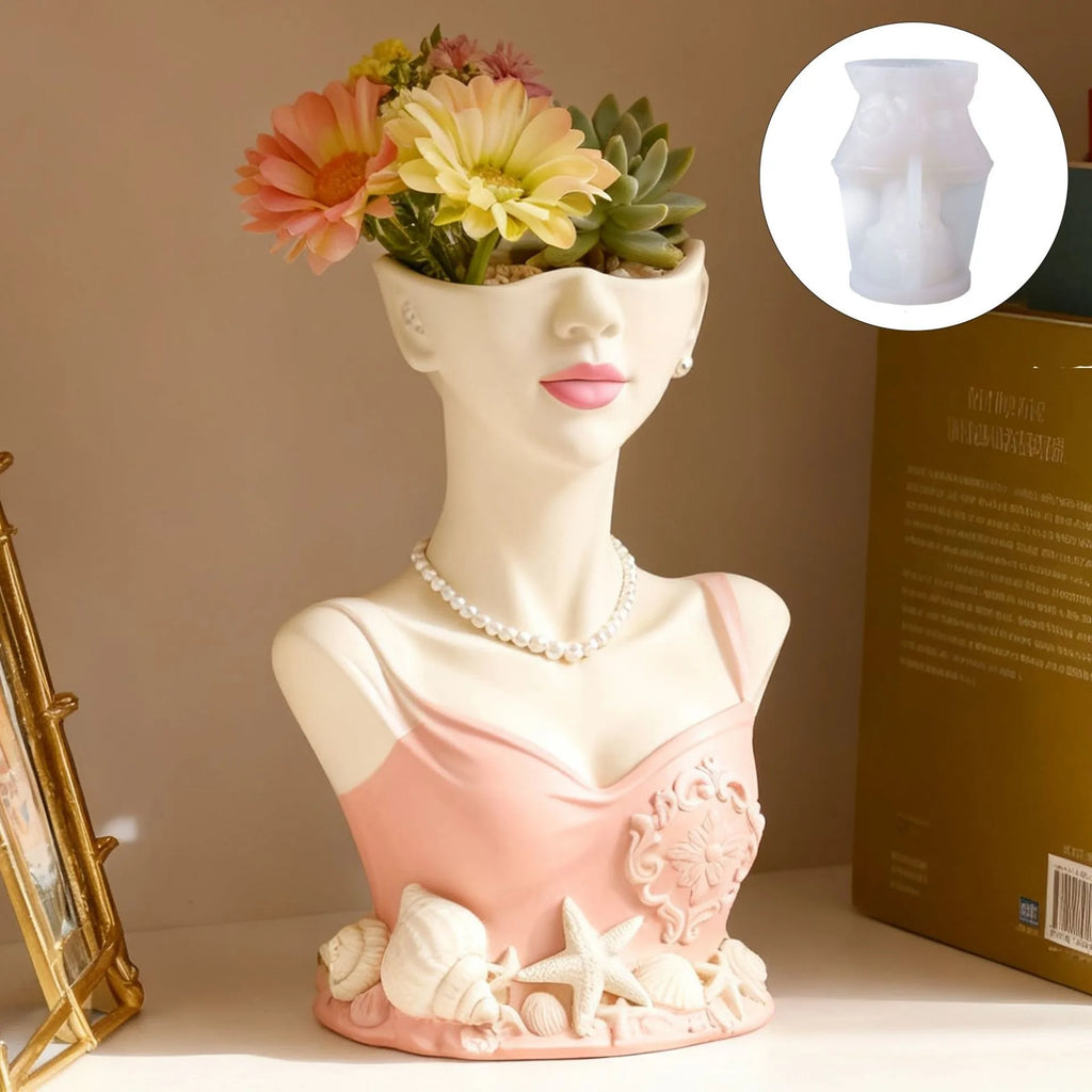 Girl Aromatherapy Gypsum Cup Mold DIY Drip Storage Cup Flowerpot Ornament Silicone Mold Oasis Select