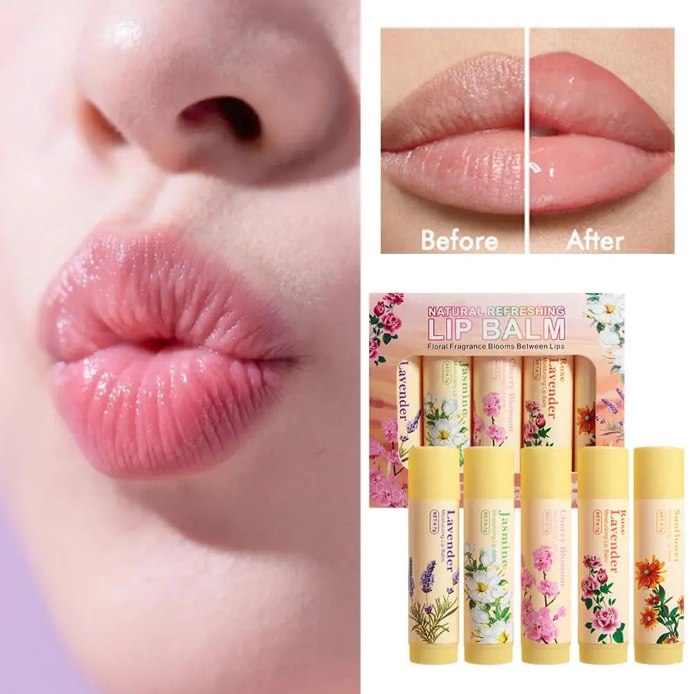 Eelhoe 5-Piece Flower Flavor Lip Balm Set – Hydrating & Nourishing Lip Balm Set Oasis Select