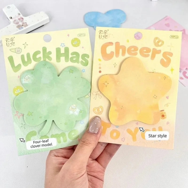 30 Sheets of Paper Special-shaped Notes Ins High-value Students Simple Korean Sticky Message Journaling Stationery Stickers Oasis Select