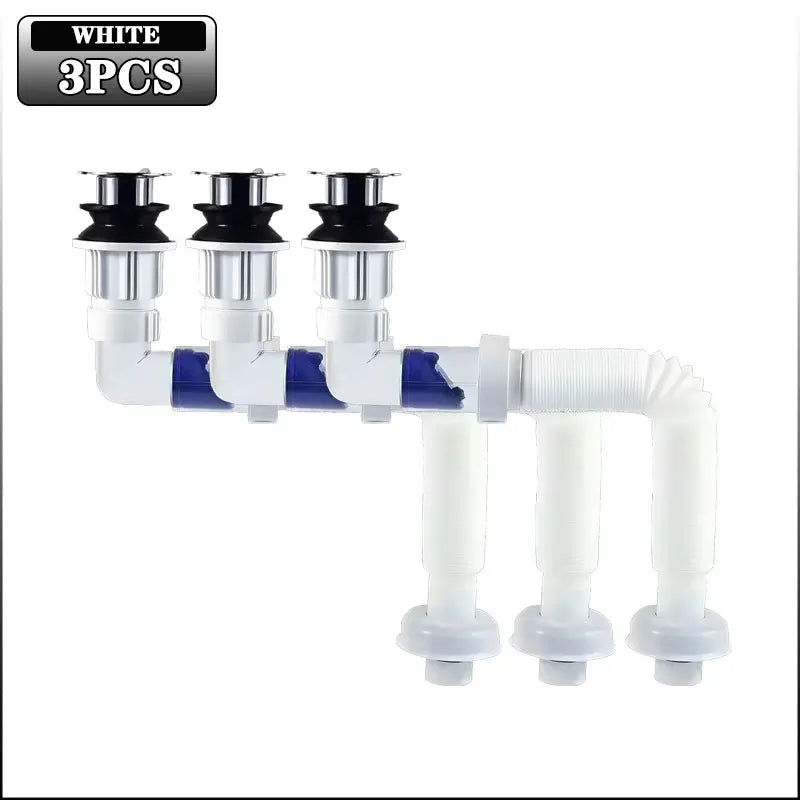 Flip-Top Kitchen Sink Drain Retractable Deodorizing Filter Flexible Downspout Bathroom Sink Anti Clogging Kitchen Accessories Oasis Select White-3PCS