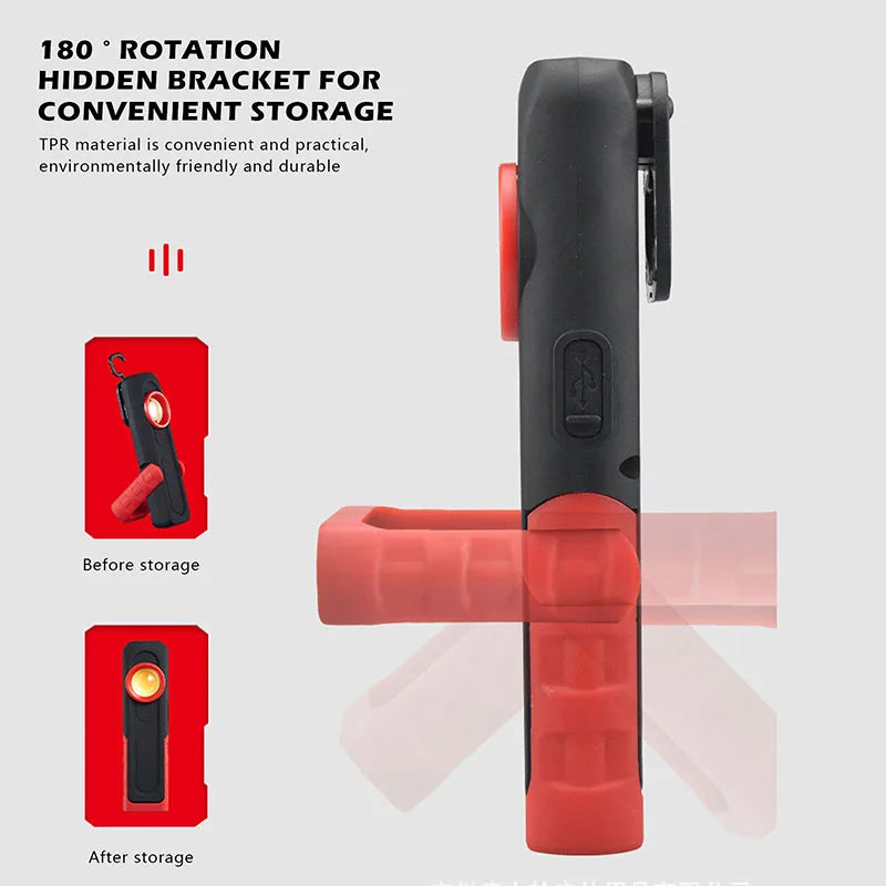 Pocketman COB+LED Work Light Portable Flashlight Camping Light Rechargeable Work Lamp Auto Repair Light Inspection Light Oasis Select