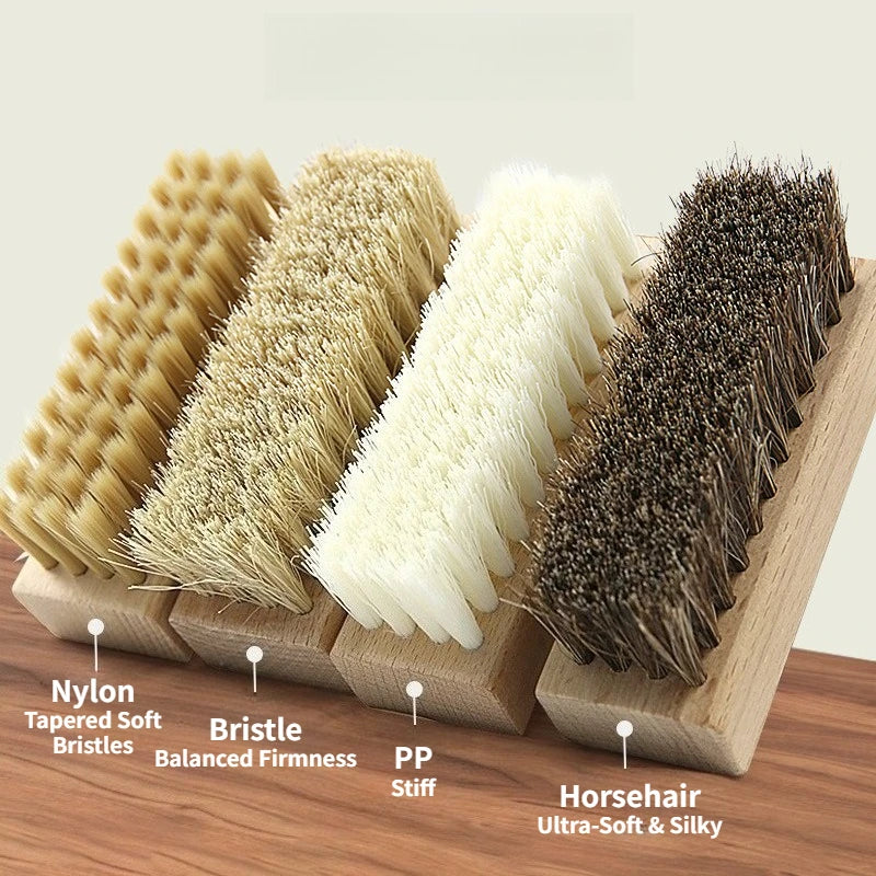1/4 PCS Shoe Brush Set – Nylon, PP, Bristle & Horsehair for Sneakers, Leather, Suede & Boots, Without Scratching Oasis Select