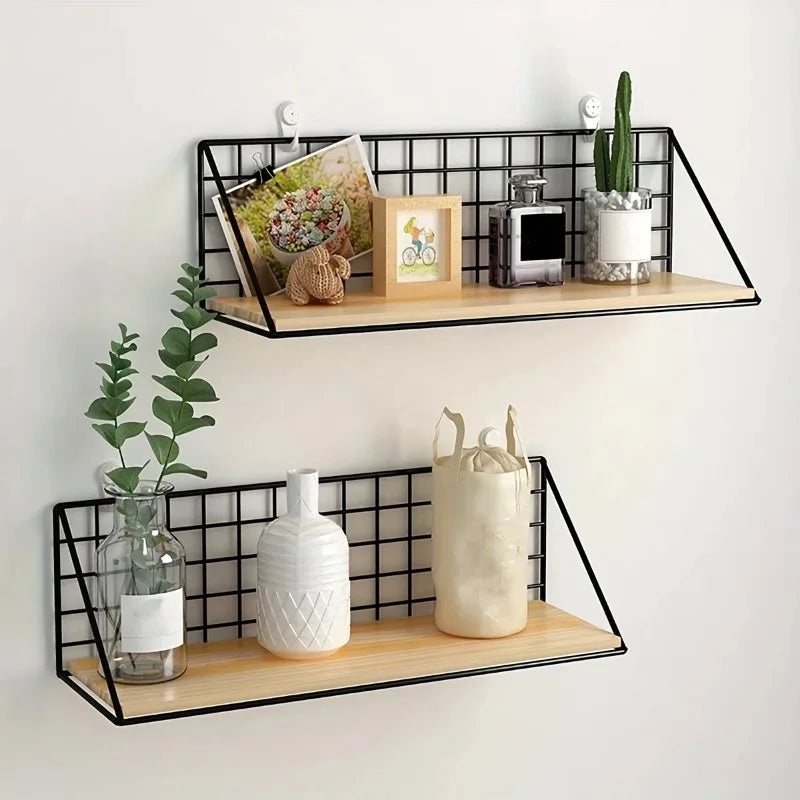 1pc wooden wall-mounted storage and display rack, plant stand, and key holder, suitable for dormitories, bedrooms, and bathrooms Oasis Select