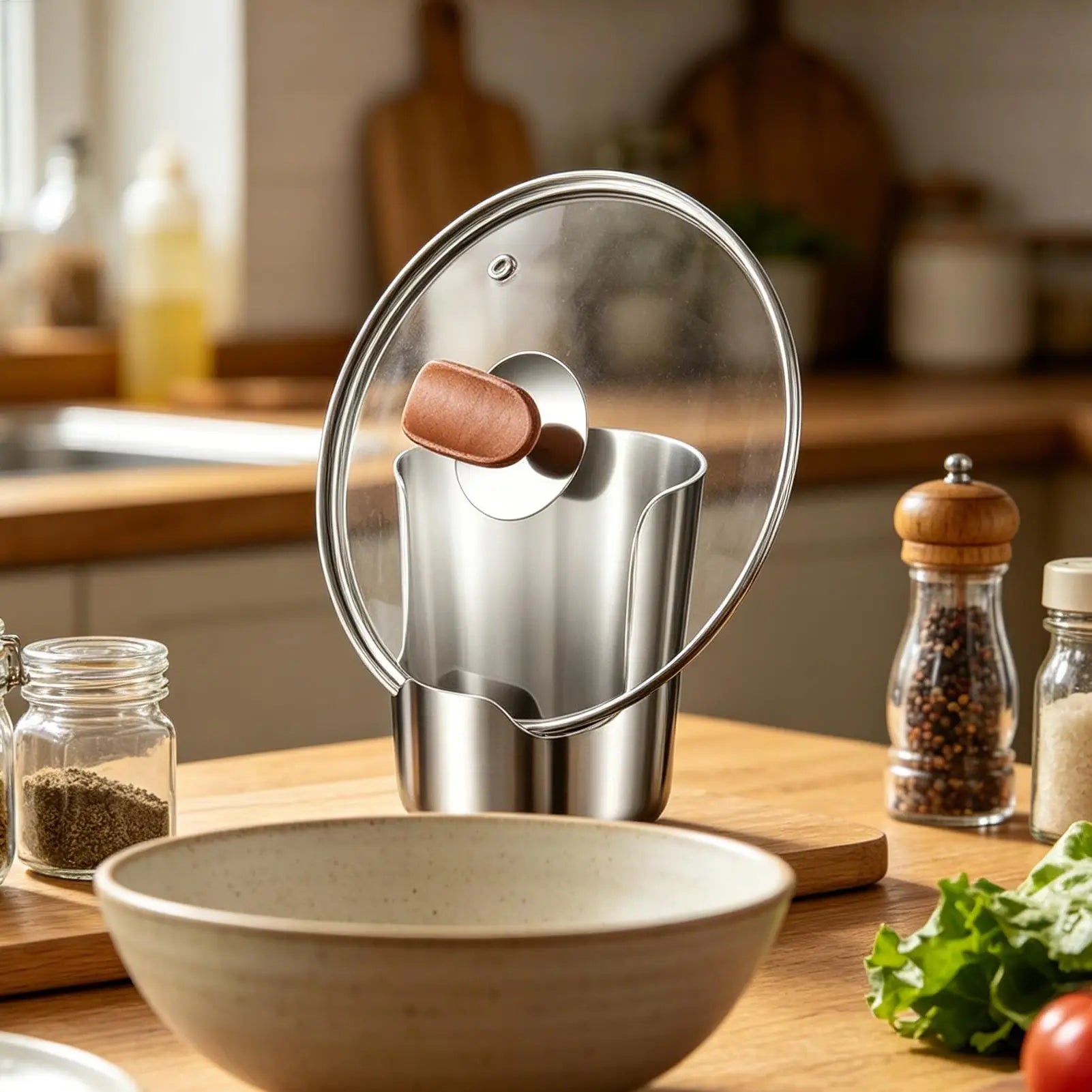 Spoon Rest with Lid Holder 2 in 1 Stainless Steel Vertical Stable Organizer Spoon Rest for Kitchen Counter for Counter Cabinet Oasis Select