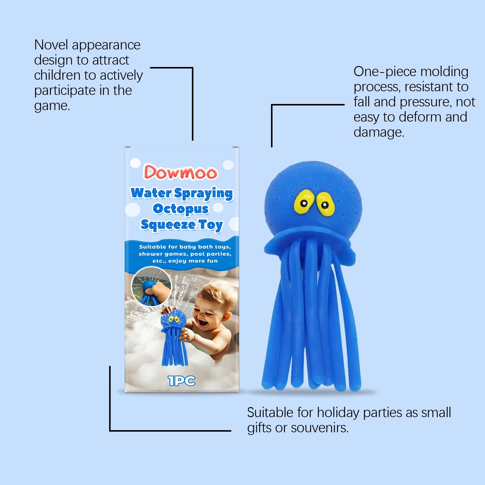 Squirt Octopus Squeeze Toy Outdoor Water Fun Interactive Game Play Pool Bathtub Bath Portable Party Supplies Gift Oasis Select