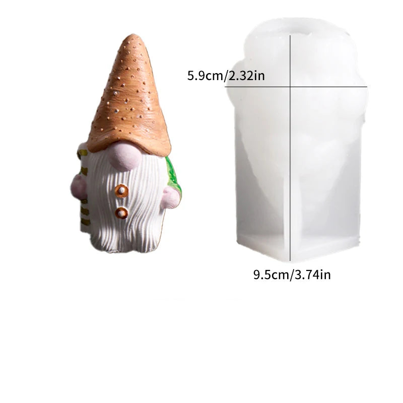 Christmas Gnome Mold Christmas Gnome Figurine Handmade Ornament Santa Claus Candle Silicone Mold Oasis Select D