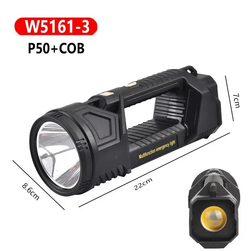 Powerful XHP70 LED Flashlight Solar Charging Searchlight Long Range USB Rechargeable Camping Lantern Multifunctional Work Light Oasis Select W5161-3 Small