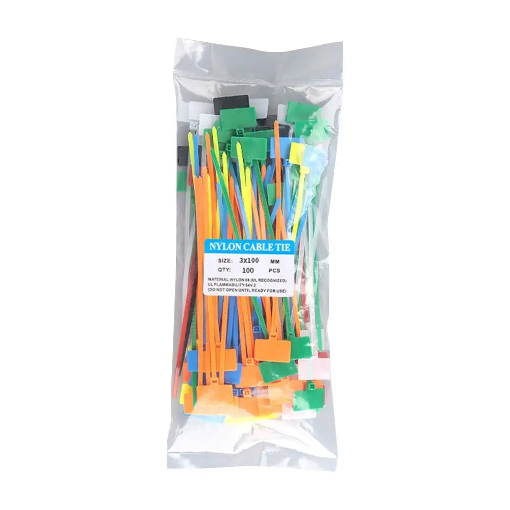 100pcs Plastic Loop Ties Markers Cable Easy Mark Nylon Cable Ties Tag Labels Tag Self-locking Zip Ties Oasis Select multicolor