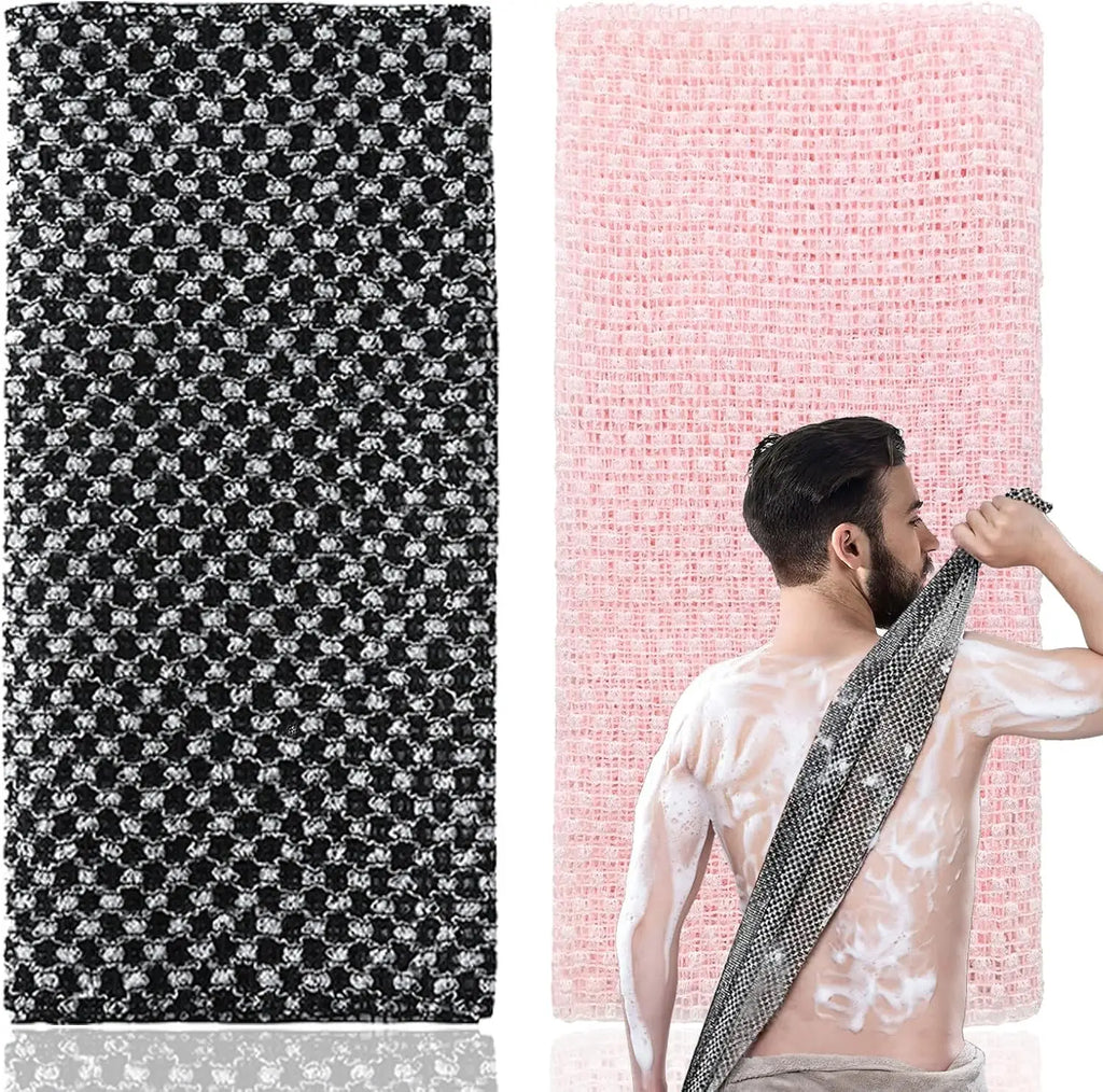 Exfoliating Shower Towel – Extra Long Body Scrubber | Men & Women Exfoliating Body Scrubber Oasis Select