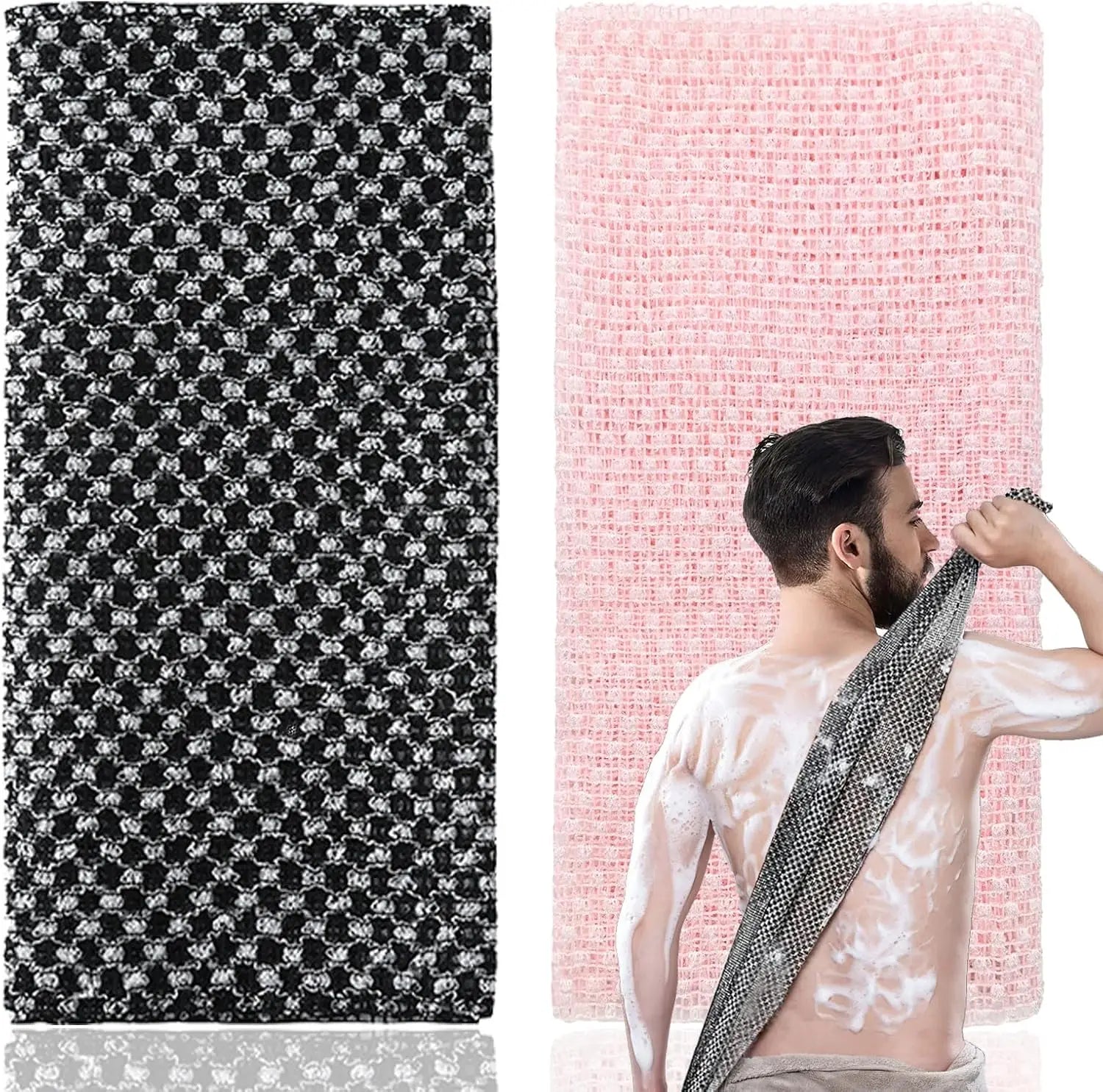 Exfoliating Shower Towel – Extra Long Body Scrubber | Men & Women Exfoliating Body Scrubber Oasis Select