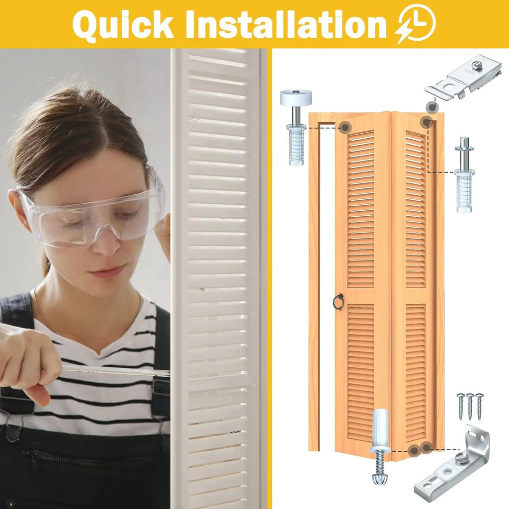 Pivot Replacement Adjustable Folding Door Hardware Guide Wheel Set Replacement Kit Pantry Door Kit For Space Saving DIY Kitchen Oasis Select
