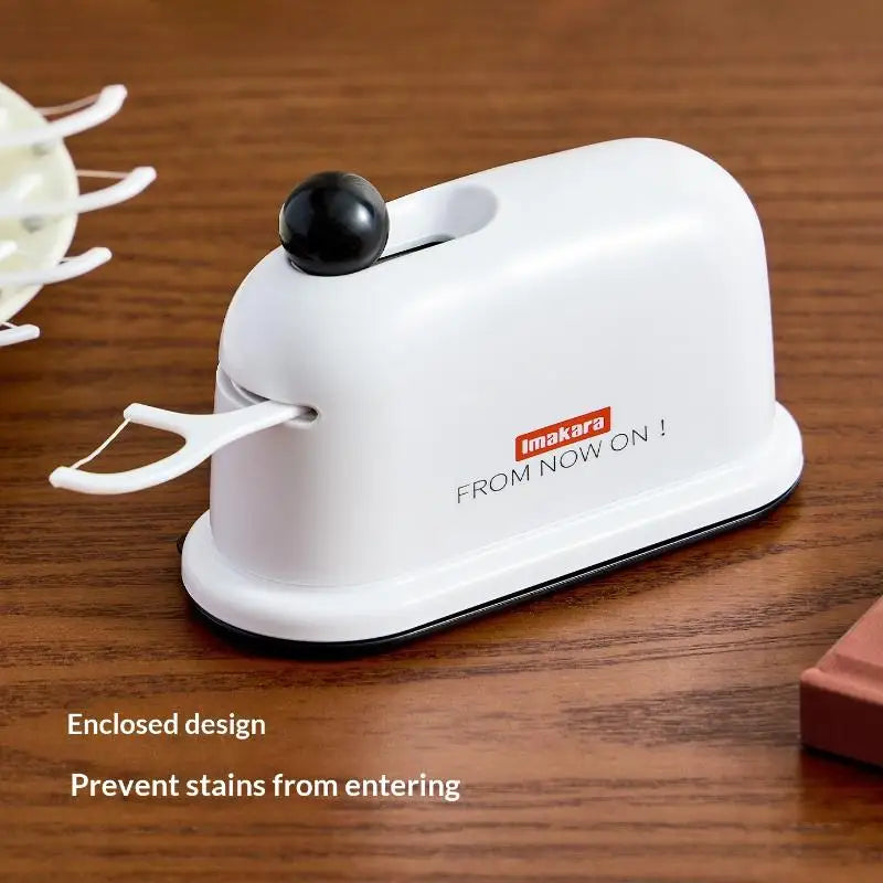 1set Portable Automatic Press-on Floss Dispenser Dustproof Sealed Dental Floss Organizer Household Storage Box Oasis Select