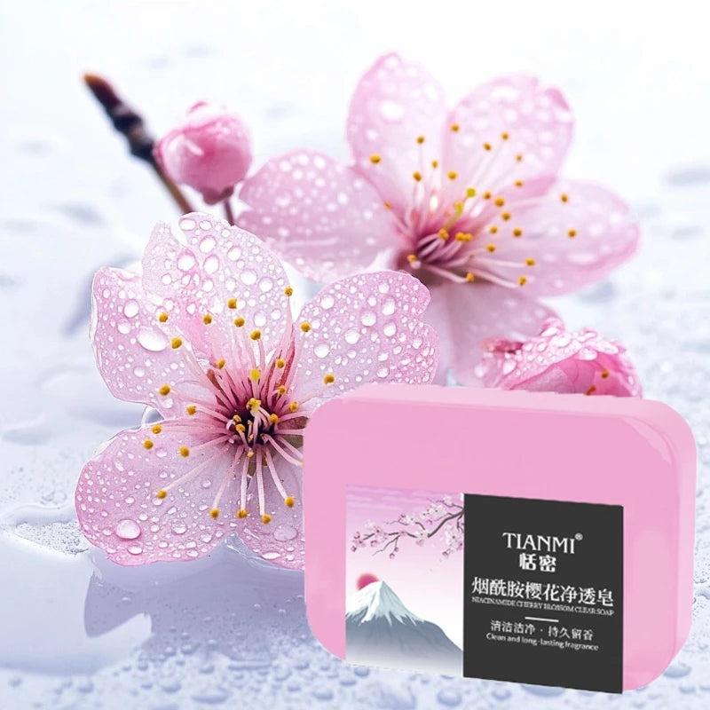 4PCS Niacinamide Cherry Blossom Handmade Soap, Rich in Niacinamide and Cherry Blossom Extract, Gently Cleanses and Moisturizes Oasis Select