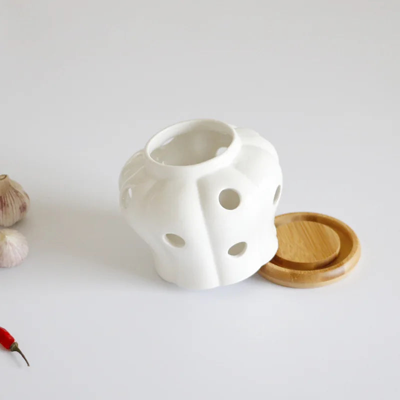 Pumpkin Jar with Lid Hollow Out Kitchen Ventilation Storage Tank Durable Ceramic Garlic Ginger Dried Chili Pepper Storage Jars Oasis Select