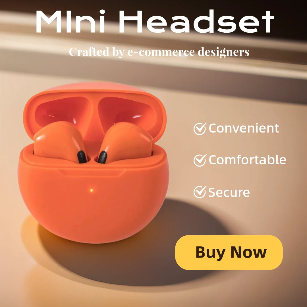 Fashion Wireless Headset - Stylish Bluetooth Headphones for Music And Calls Hifi Sound Earphones Headset Game Oasis Select Orange
