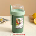 Portable Salad Cups Container Plastic with Lid and Fork Overnight cup Breakfast Oatmeal Cereal Nut Yogurt Cup School Lunch Box Oasis Select Green-L