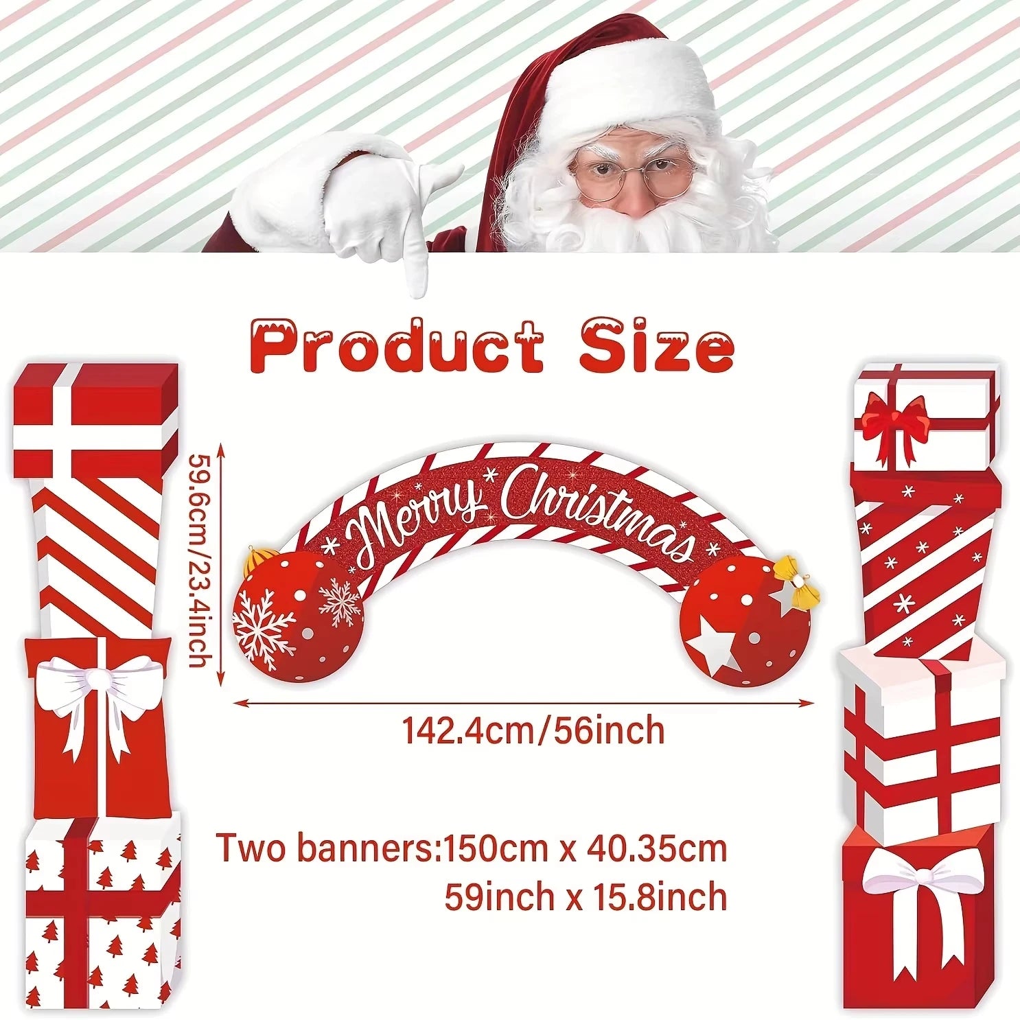3Pcs Christmas Door Decoration Merry Christmas Porch Sign Front Door Banner Xmas Hanging Decoration Holiday Gift Backdrop Oasis Select Red